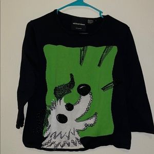 Michael Simon dog sweater black green white L
